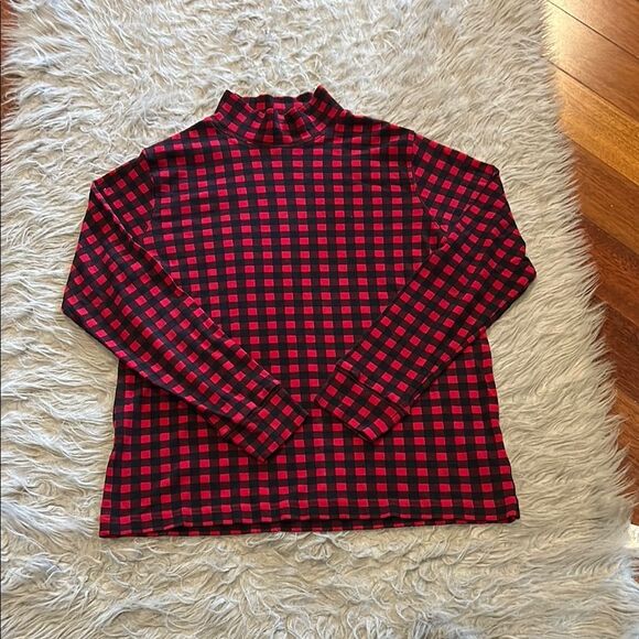 Lands' End Red and Black Plaid Turtleneck - Picture 1 of 4